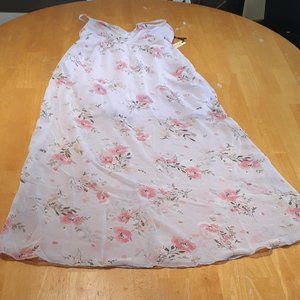 Floral Pink Maxi Dress - Lightweight V-Neck Slip Dress